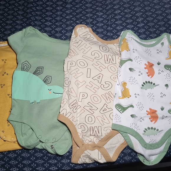 Dinosaur Print Kids One Piece Set - Green, Cream, Yellow - Picture 1 of 3